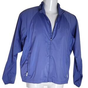 Vtg Adidas Climaproof Long Sleeve Zippered Blue Windbreaker w/ Pockets Women Med